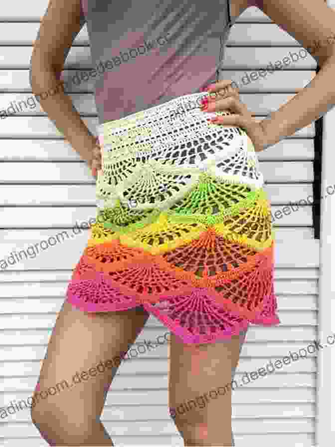 A Vibrant And Flowy Crochet Skirt In Shades Of Pink And Purple Beautiful Women Skirt Crochet Ideas: Amazing And Trendy Skirt Crochet Patterns